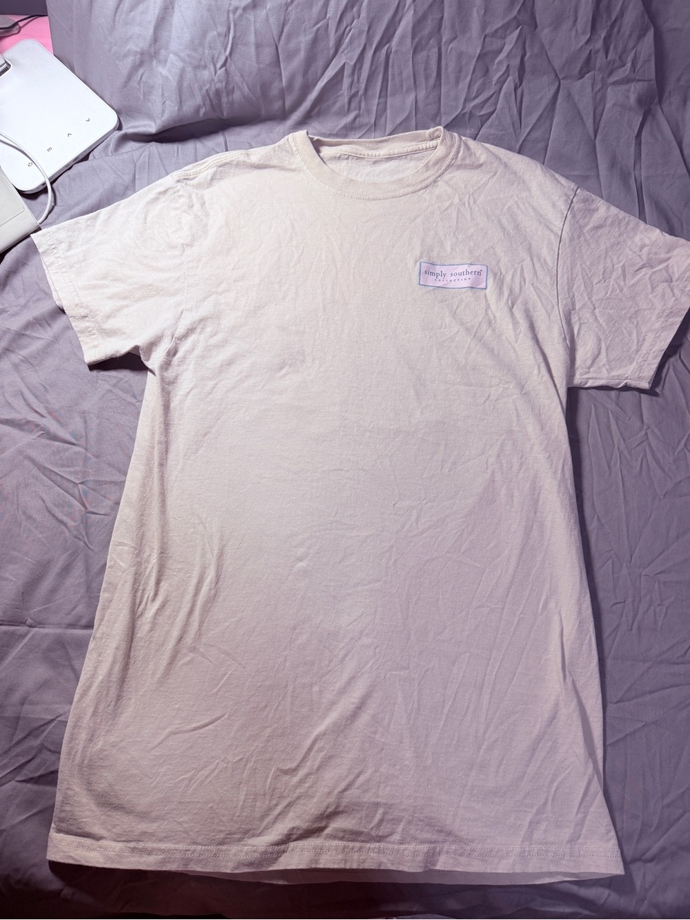 Simply Southern Cream Short Sleeve Tee with Small Patch Logo